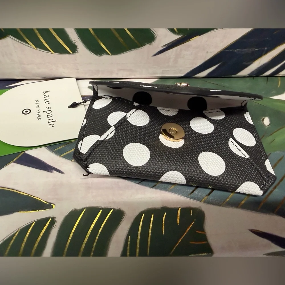 Kate Spade x Target Black and White Polka Dot Card Holder NWT